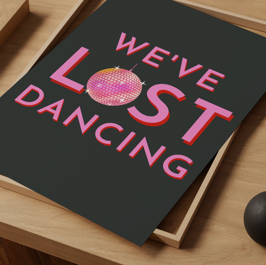 We've Lost Dancing Pink & Black Disco Ball Poster ❤️‍🔥 Inspired by Fred Again