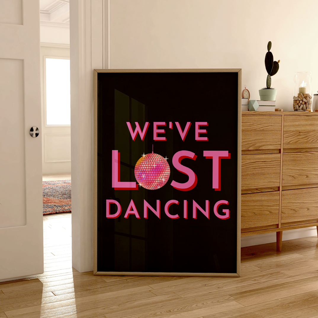 We've Lost Dancing Pink & Black Disco Ball Poster ❤️‍🔥 Inspired by Fred Again