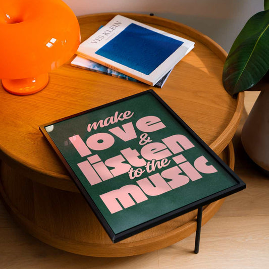 Make Love & Listen to the Music  Bold Funky Retro Art Print