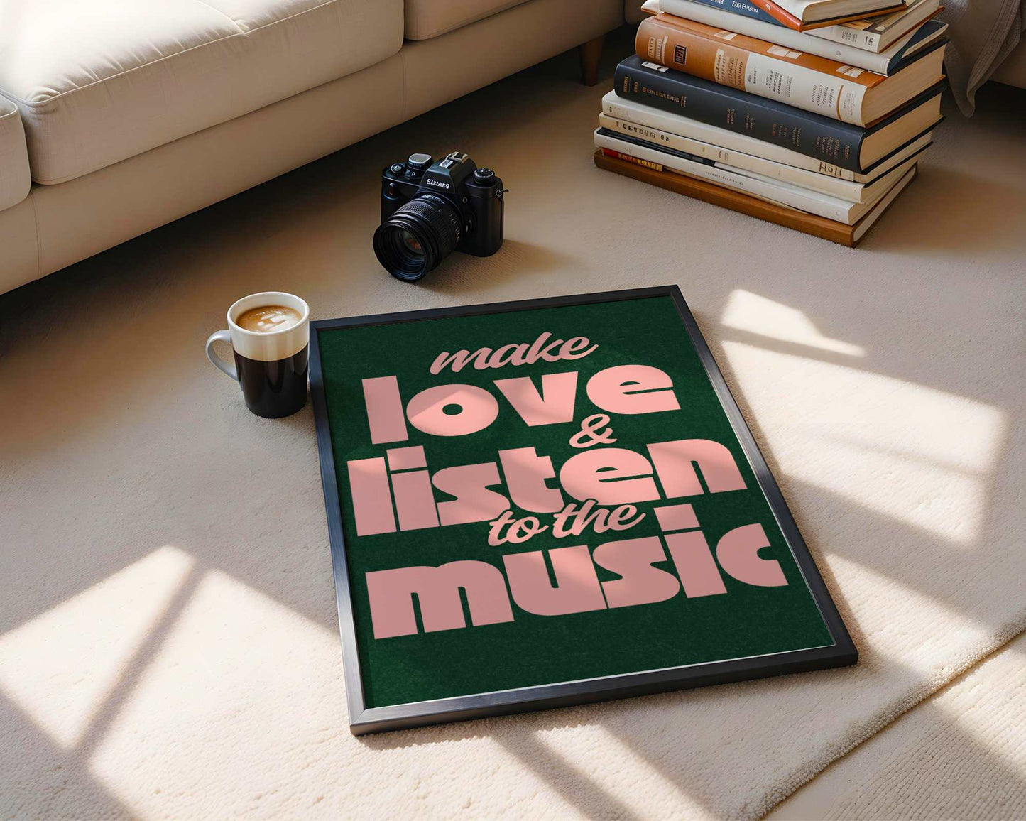 Make Love & Listen to the Music  Bold Funky Retro Art Print